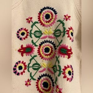 Frances Valentine Colorful sweater with fringe cuff